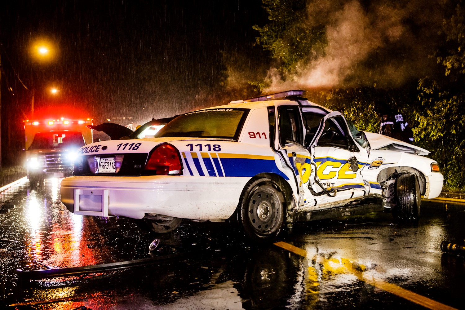 Accident impliquant une voiture de police