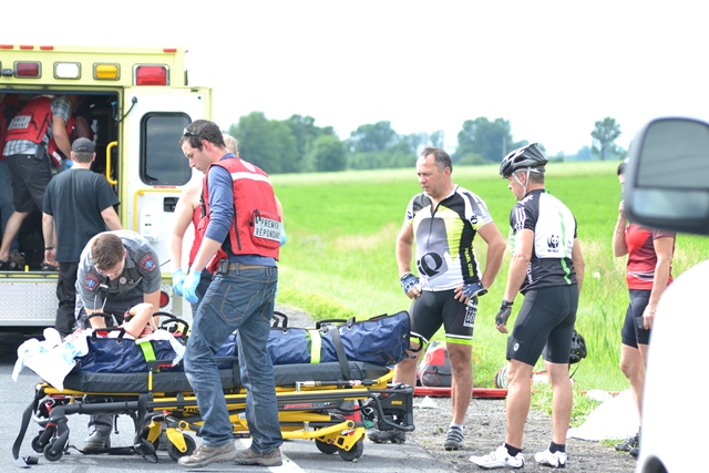 Carambolage de vélos sur la Montée Verchères à Saint-Marc-sur-Richelieu