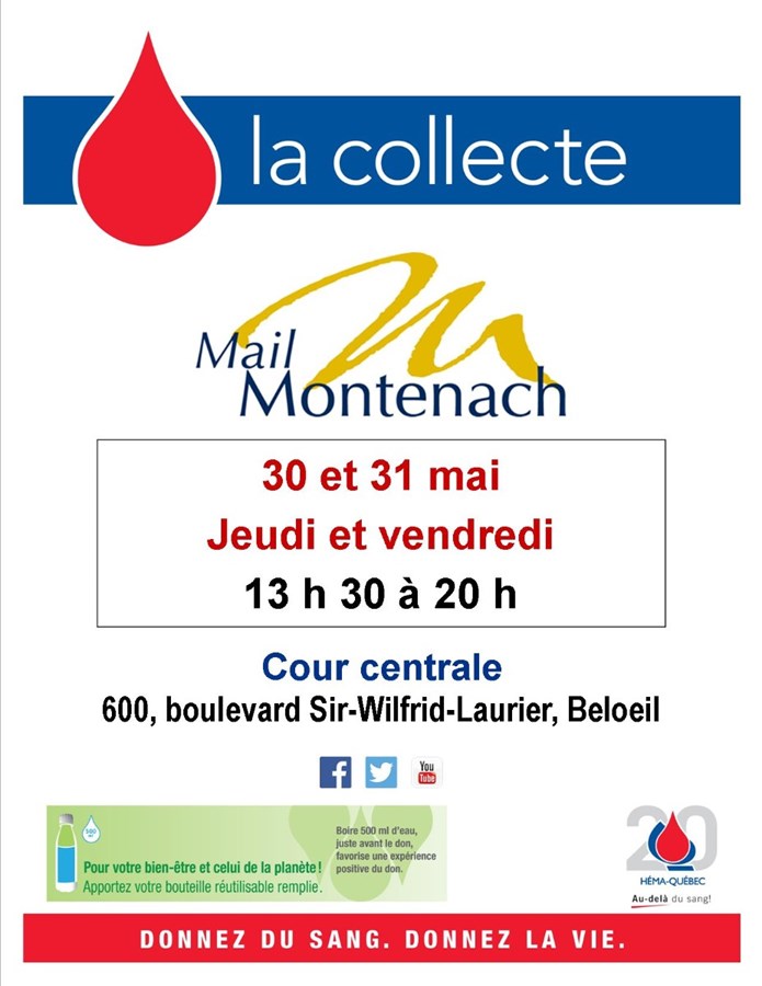 Le Mail Montenach de Beloeil tiendra une collecte de sang