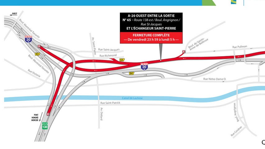 Échangeurs Turcot et St-Pierre: des fermetures à prévoir ce week-end