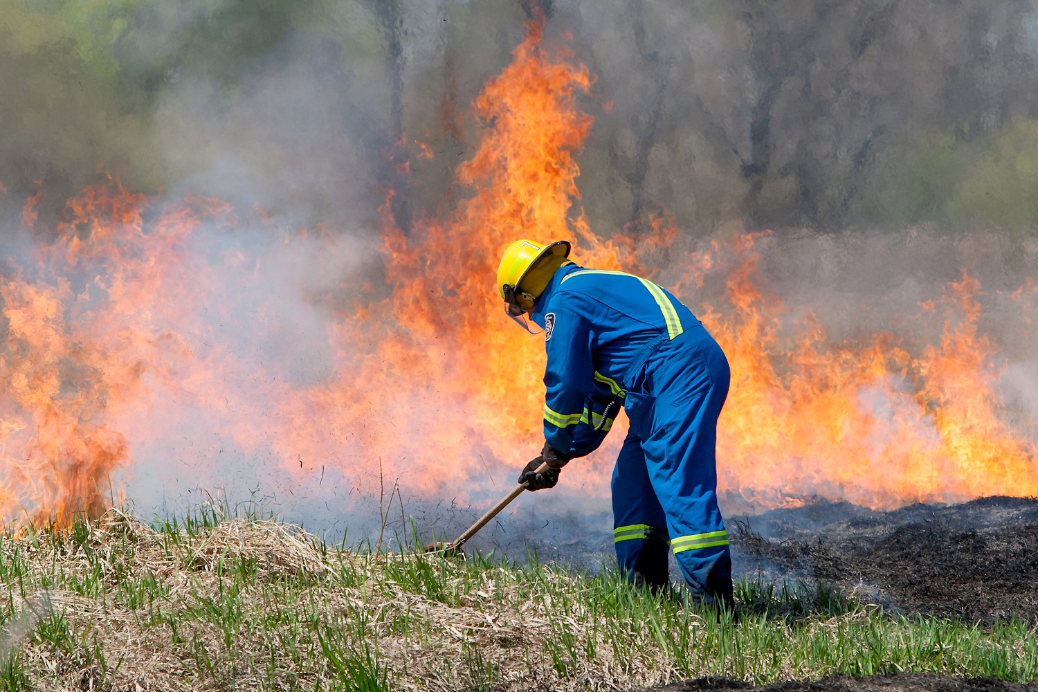 Feu de broussaille majeur sur le rang Lavallière