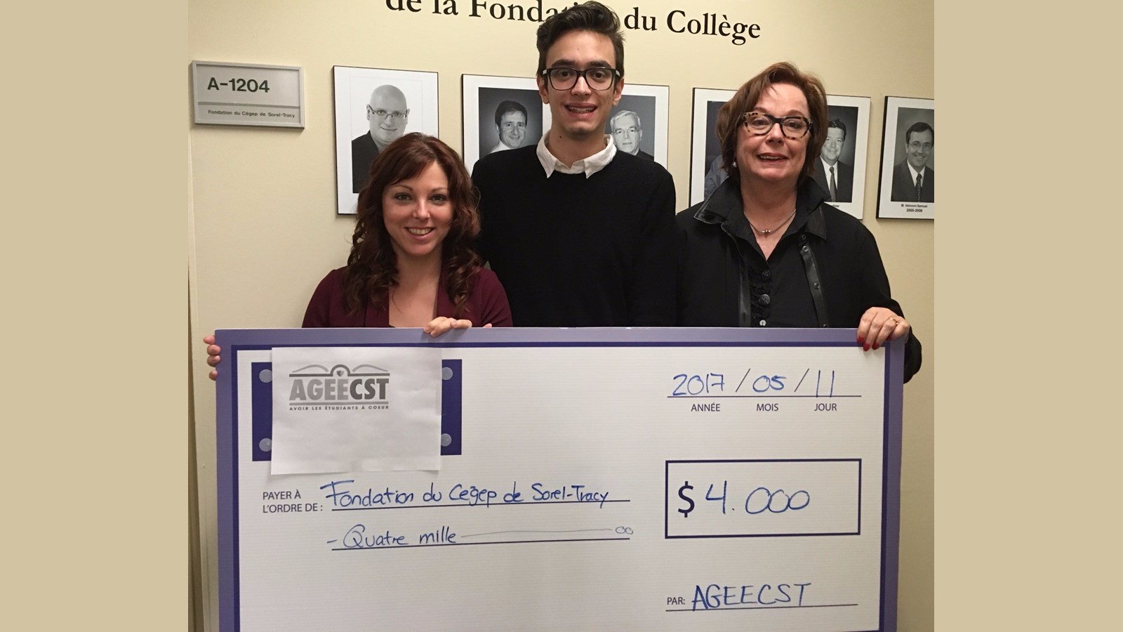 L'AGEECST remet 4000 $ à la Fondation du Cégep de Sorel-Tracy 