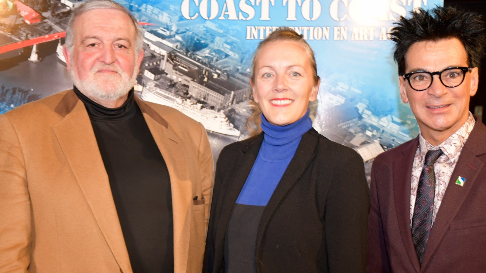 Dominique Rolland, directeur du Centre des arts contemporains du Québec à Sorel-Tracy, Chantal Millette, directrice du Musée des beaux-arts de Mont-Saint-Hilaire et Serge Péloquin, maire de Sorel-Tracy. 
