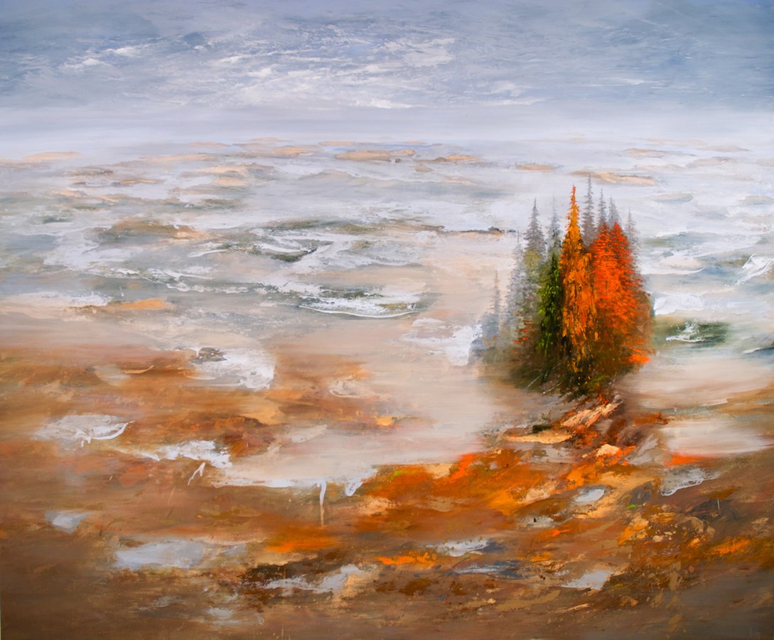 Oeuvre de Réal Calder, "No Man’s Land, terre rouge".