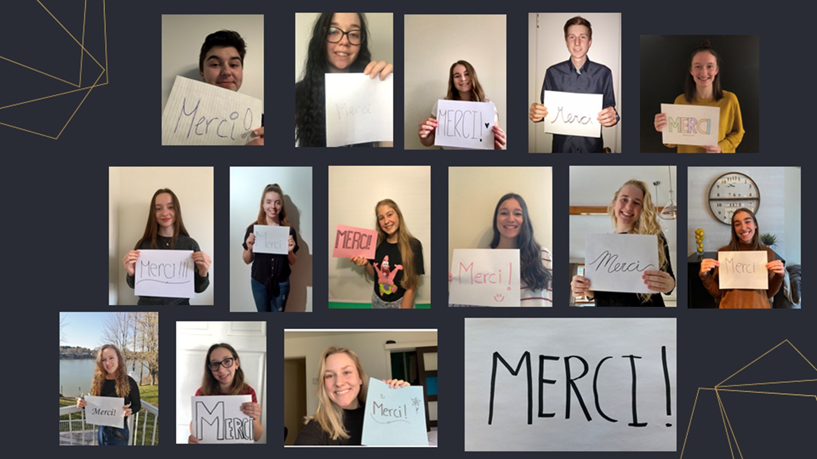 14 des 16 récipiendaires : Mesdames Lauriane Darsigny, Audrey-Ann Doyon, Eugénie Doyon, Béatrice Foucault, Sarah Goulet, Émie Lanteigne, Laurence Lemoine, Audrey Ménard, Camille Pouliot, Anaëlle Savard, Catherine Simard, Justine Trudel. Messieurs Mathys Plante, Antonin Robinson. Absents sur la photo : Antoine Guérin et Édouard Venne