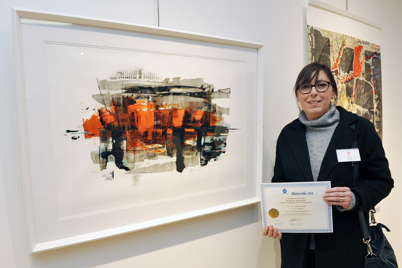 Le 1er Grand Prix, catégorie Amateurs, décerné à l’artiste blainvilloise Pascale Rosa pour "Horizon".