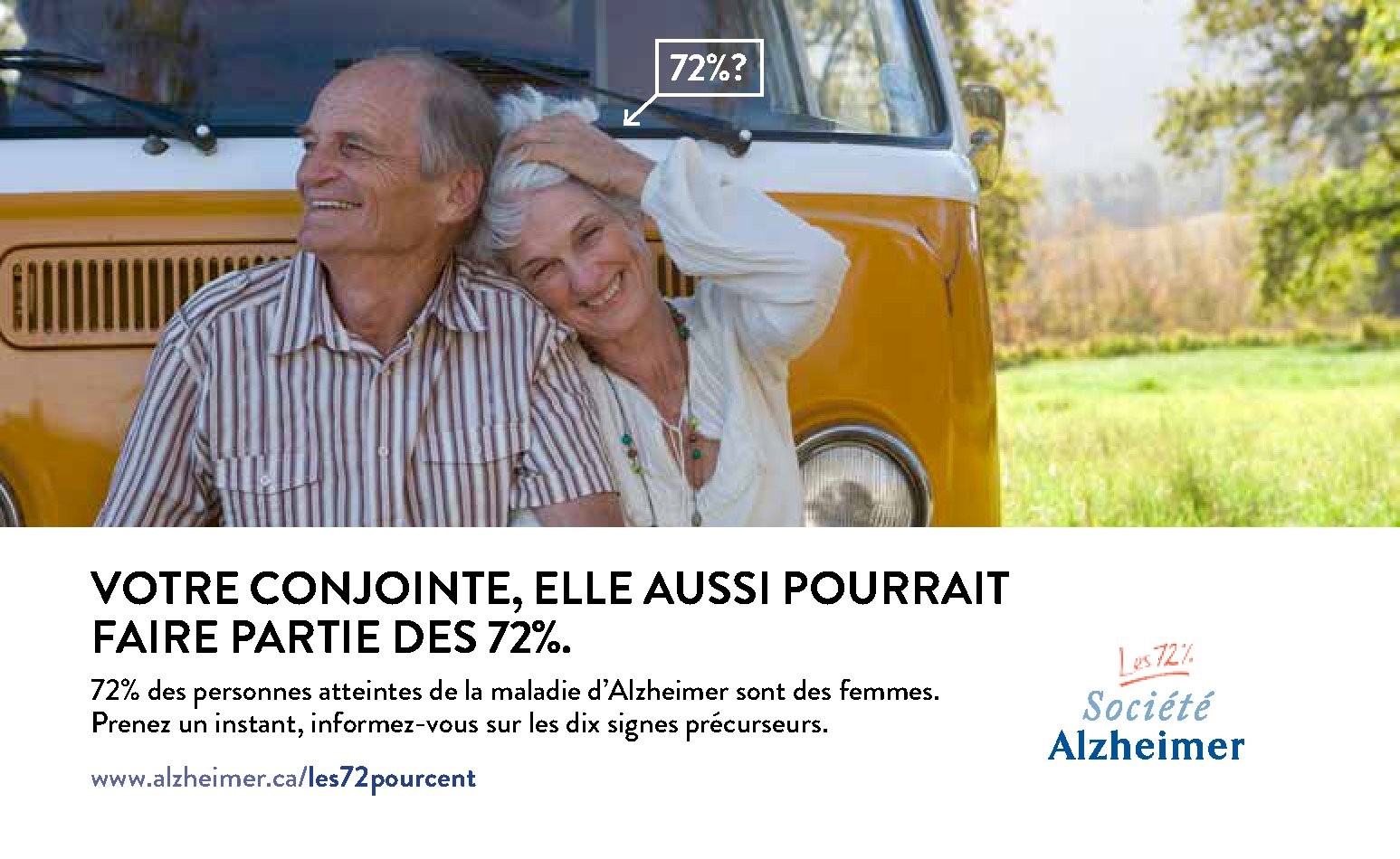 Janvier - Mois de la sensibilisation à la maladie d'Alzheimer - « Les 72 % »