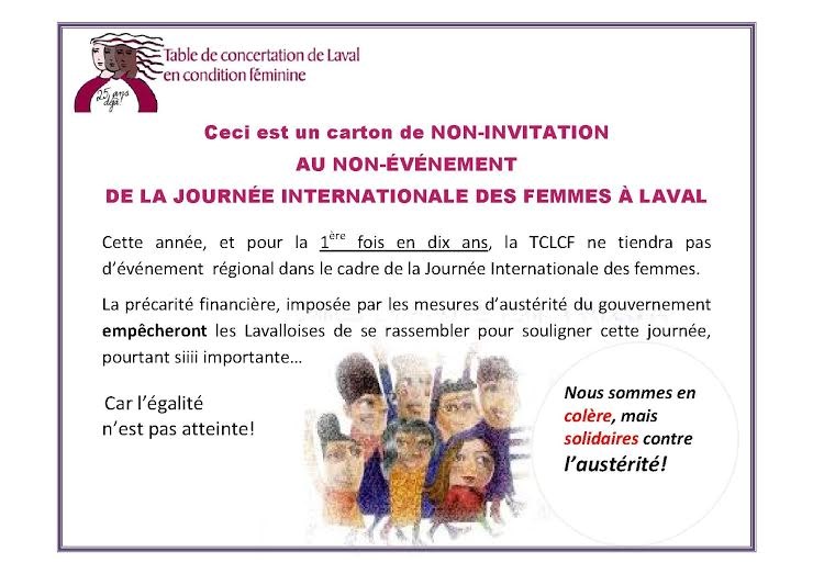 Pas de 8 mars à Laval cette année, pour cause d’austérité
