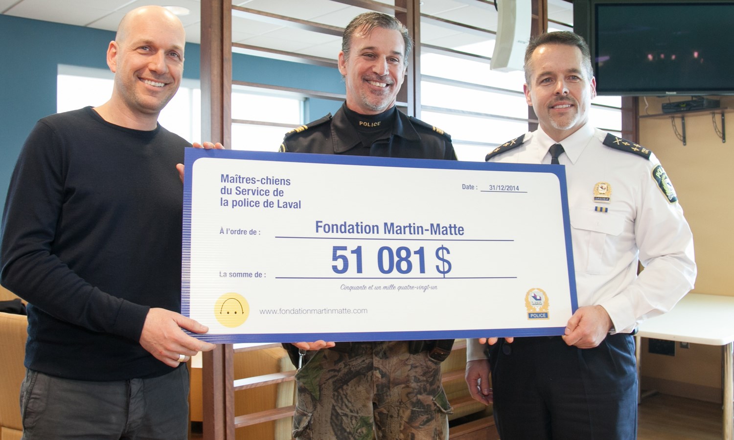 Les maîtres-chiens remettent 51 081$ à la Fondation Martin-Matte
