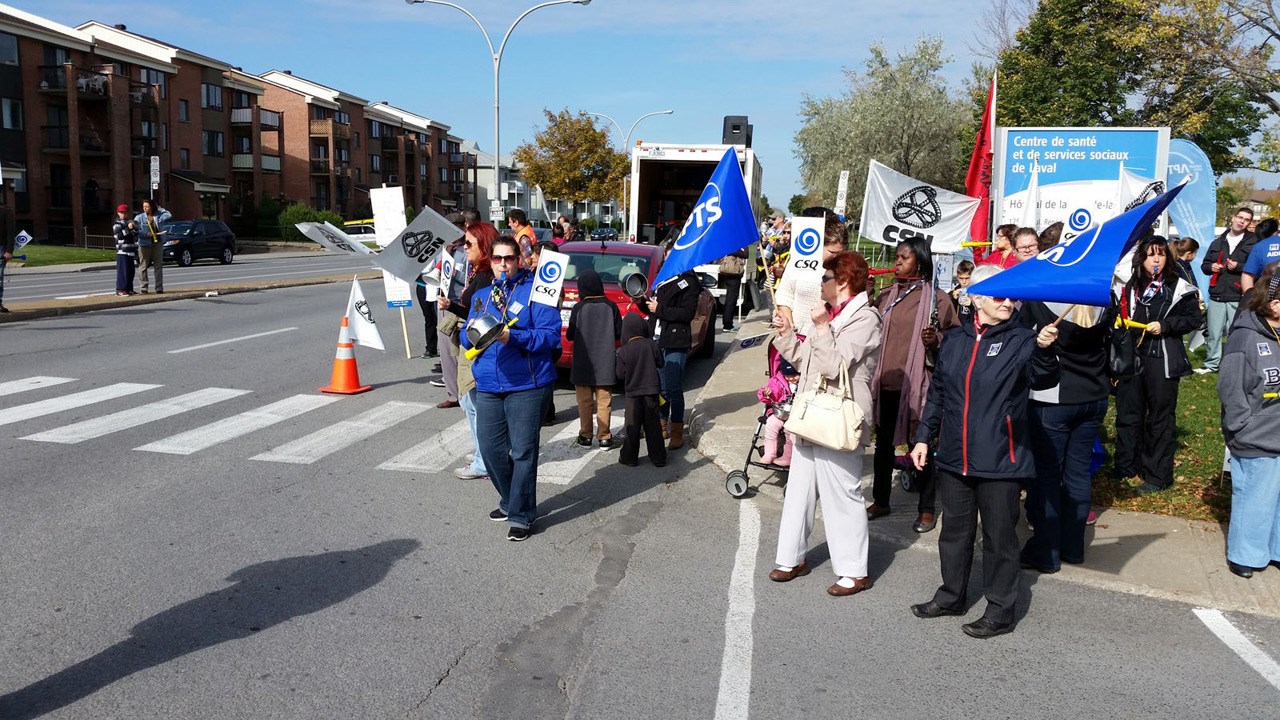 Grève des travailleurs du Front commun syndical de Laval le 29 octobre