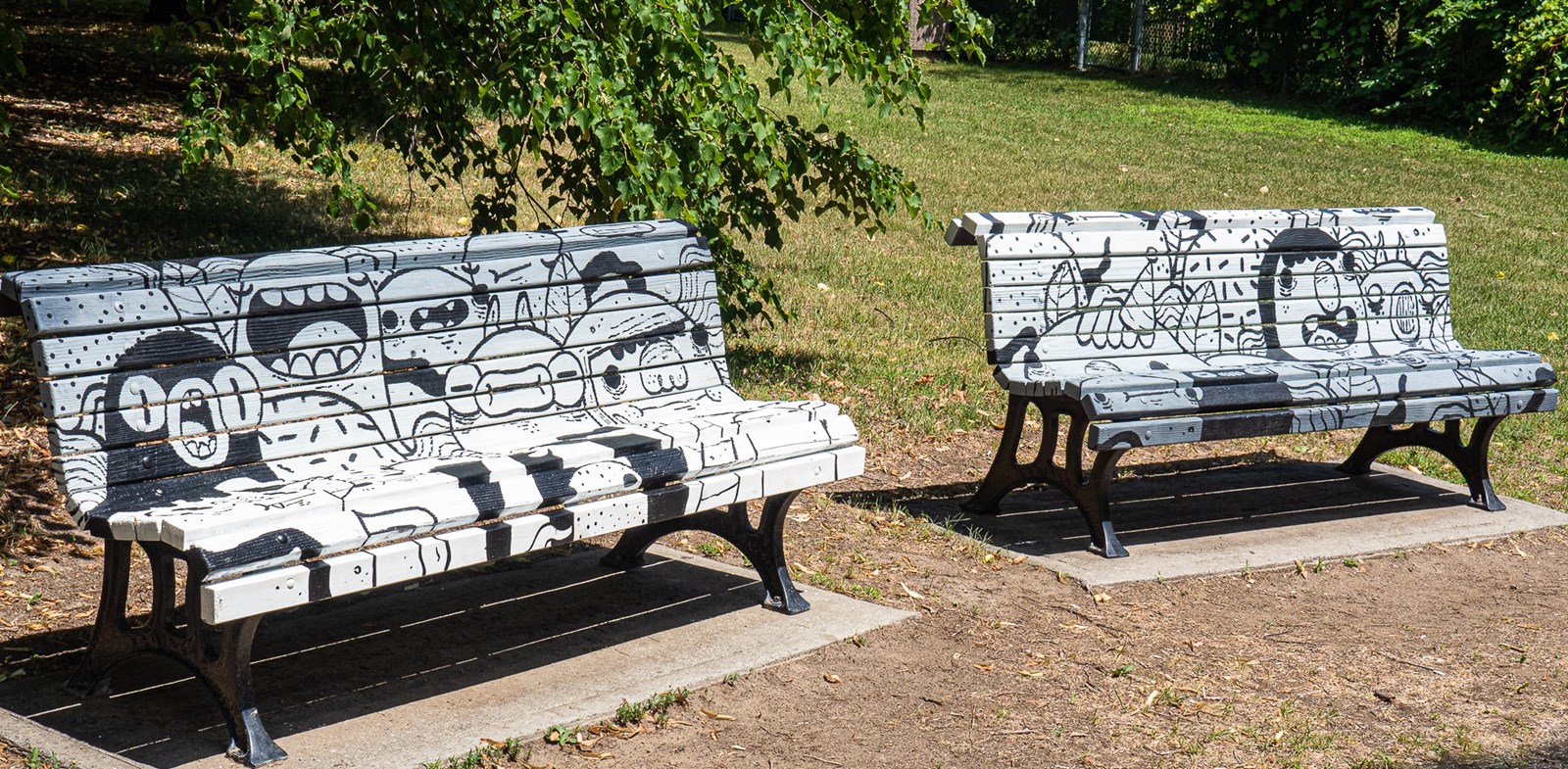 Les bancs du parc Bernard-Landry transformés en oeuvres