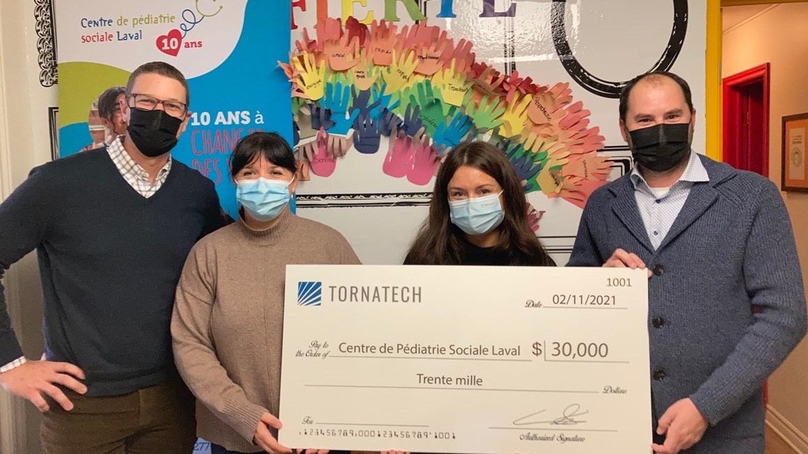 Tornatech remet un don de 30 000 $ au Centre de pédiatrie sociale Laval