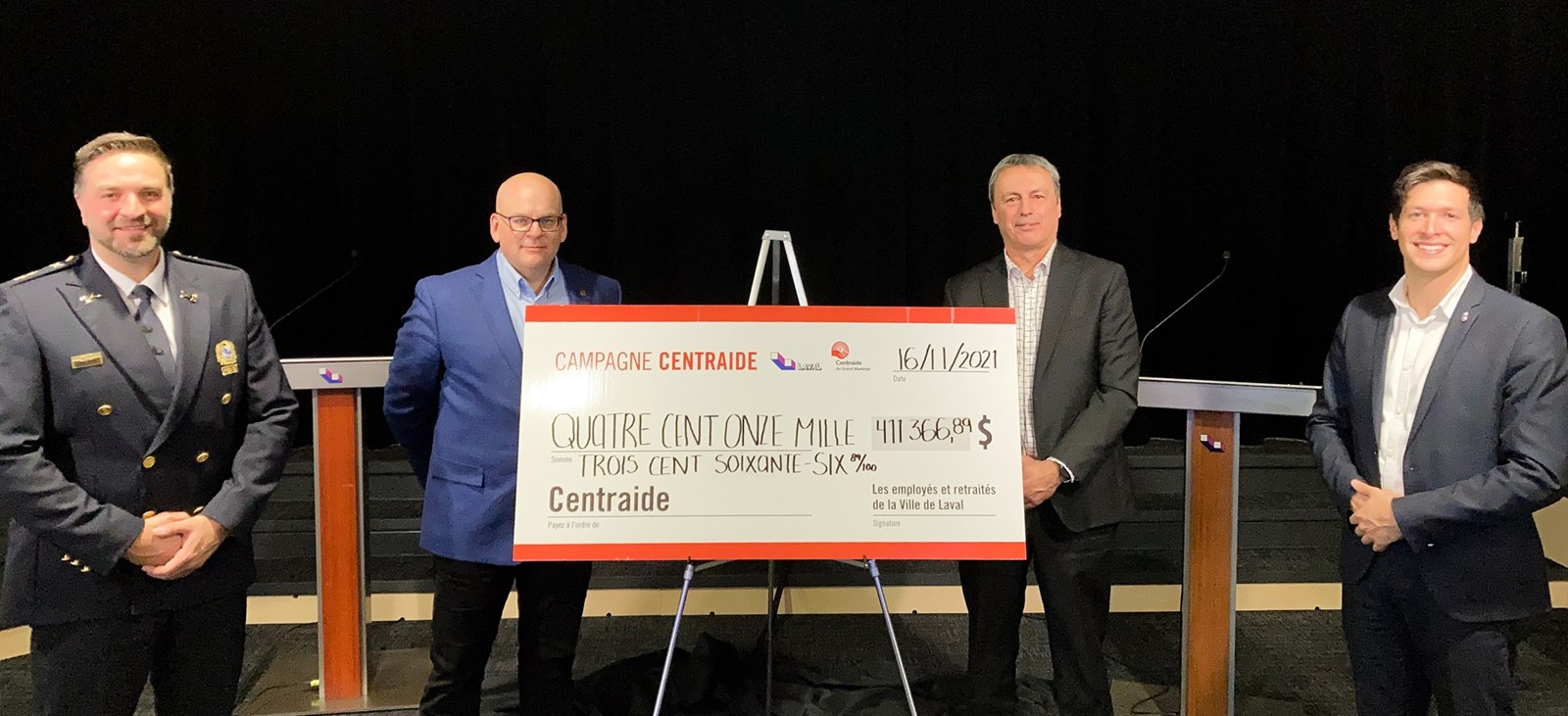 Laval remet plus de 411 000 $ à Centraide