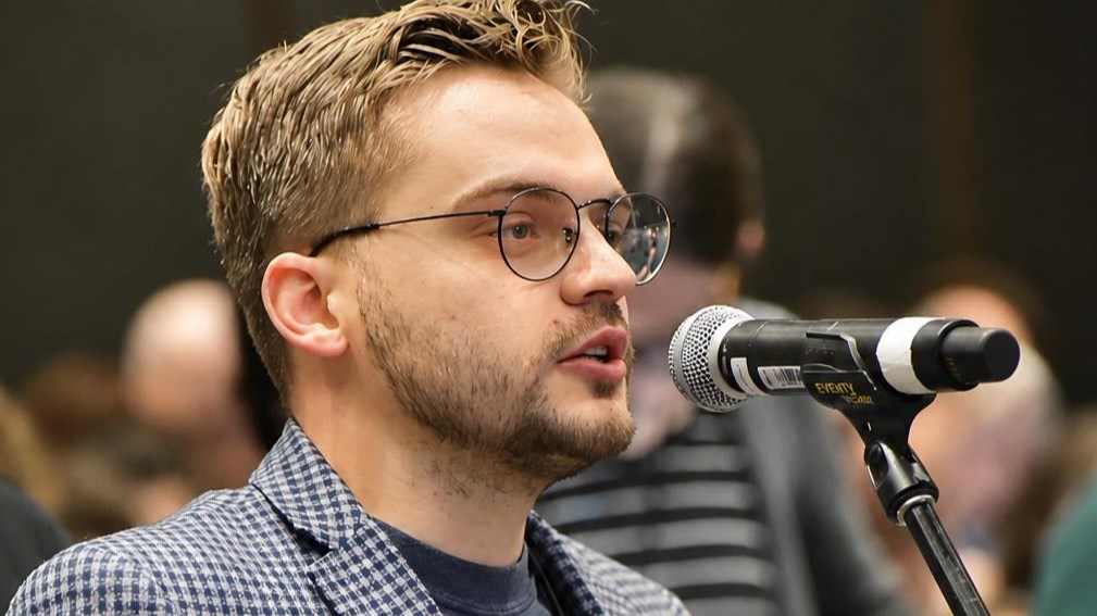 Zachary Robert, 26 ans, à l'investiture de QS dans Mille-Îles 