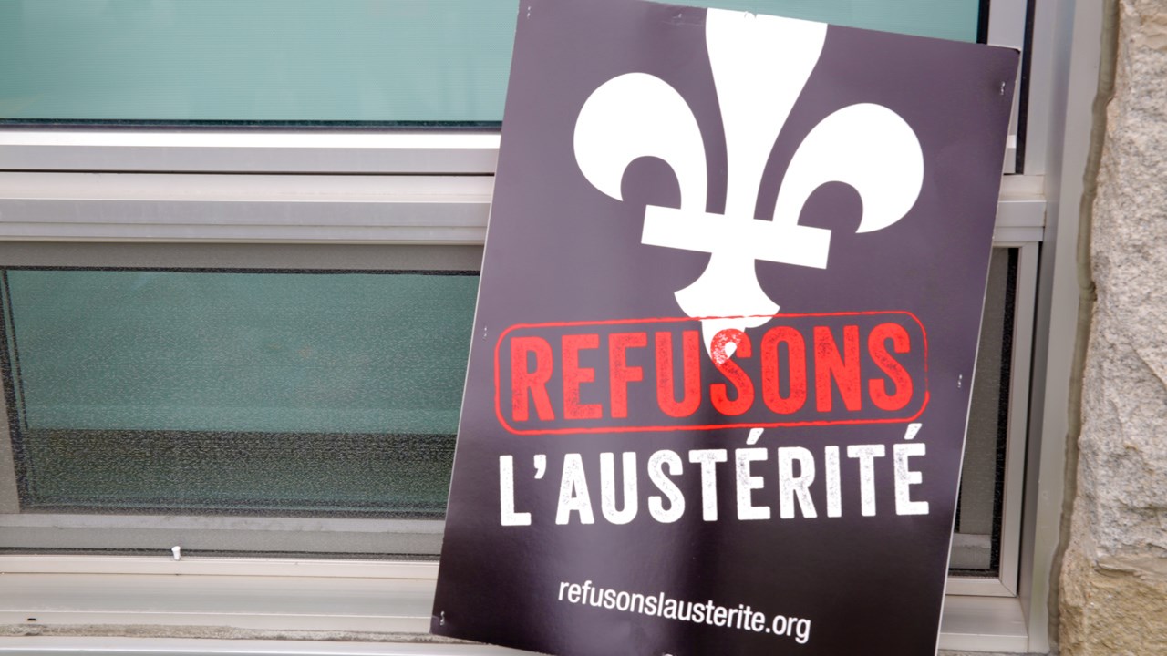 Un rassemblement contre les mesures d’austérité au Cégep Beauce-Appalaches.