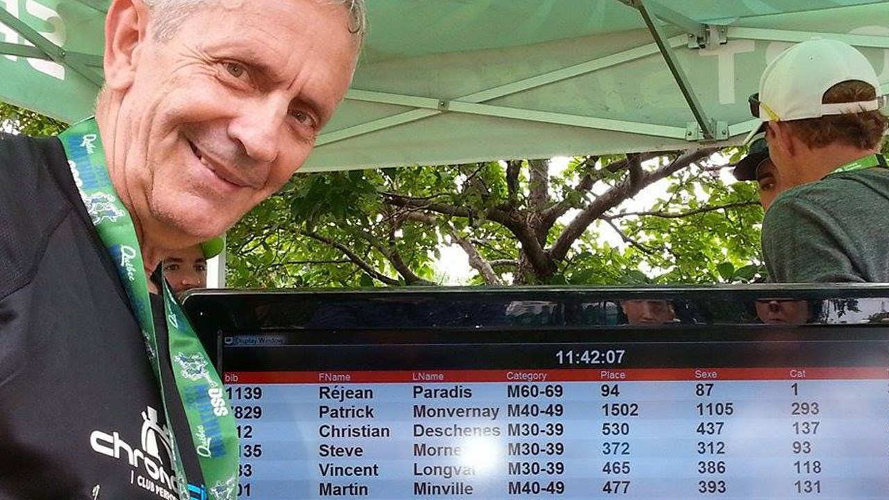 Le Beauceron Réjean Paradis remporte le Marathon des Deux Rives chez les 60-69 ans
