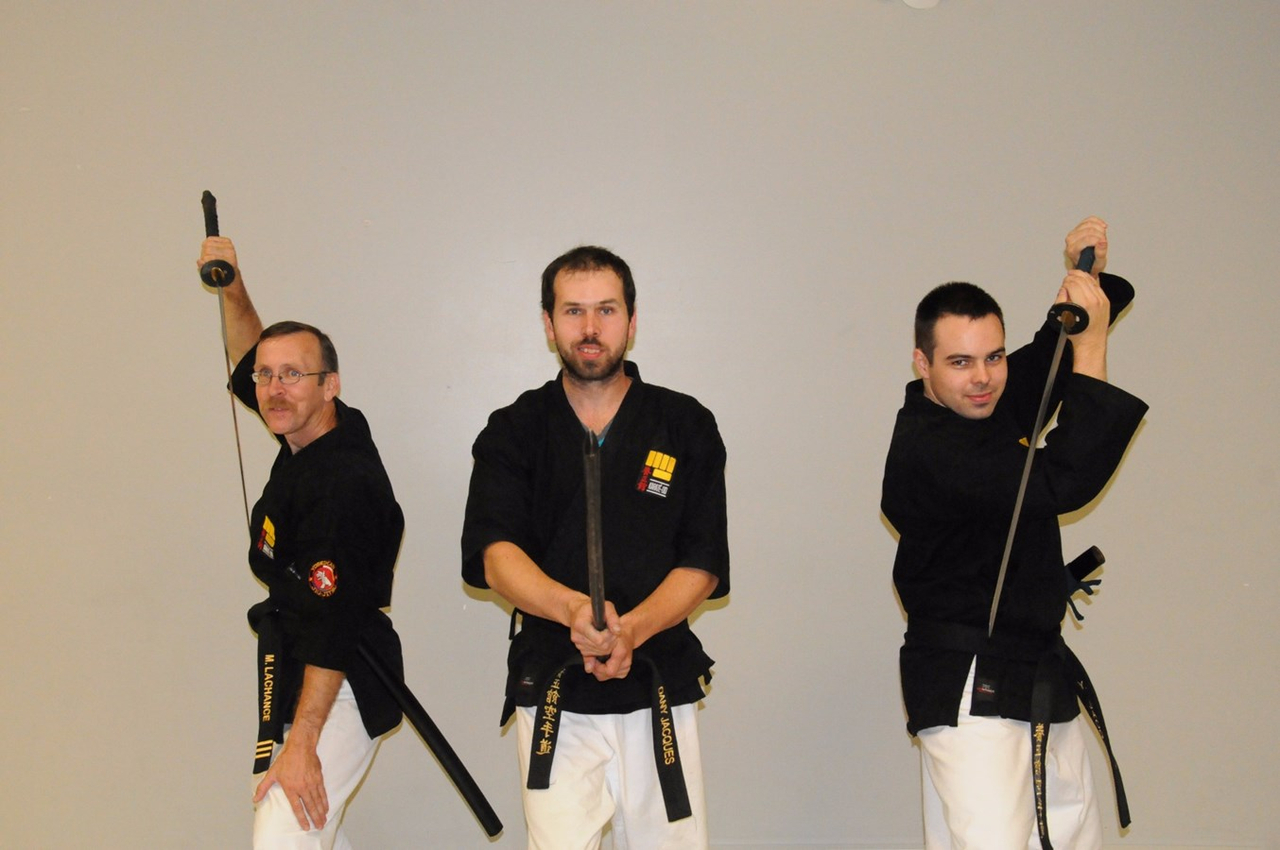 sempaï Michaël Lachance, senseï Dany Jacques et senseï Yannick Jacques