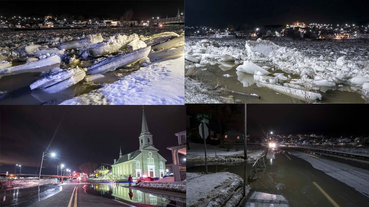 La ville de Beauceville était toujours classée au seuil d'inondation moyenne samedi soir à 23h en raison de l'embâcle de la rivière Chaudière.