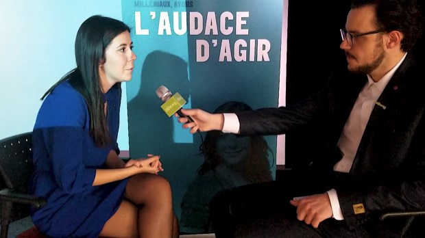 Catherine Fournier, députée du Parti québécois dans Marie-Victorin, et Alexandre Poulin, journaliste pour EnBeauce.com.