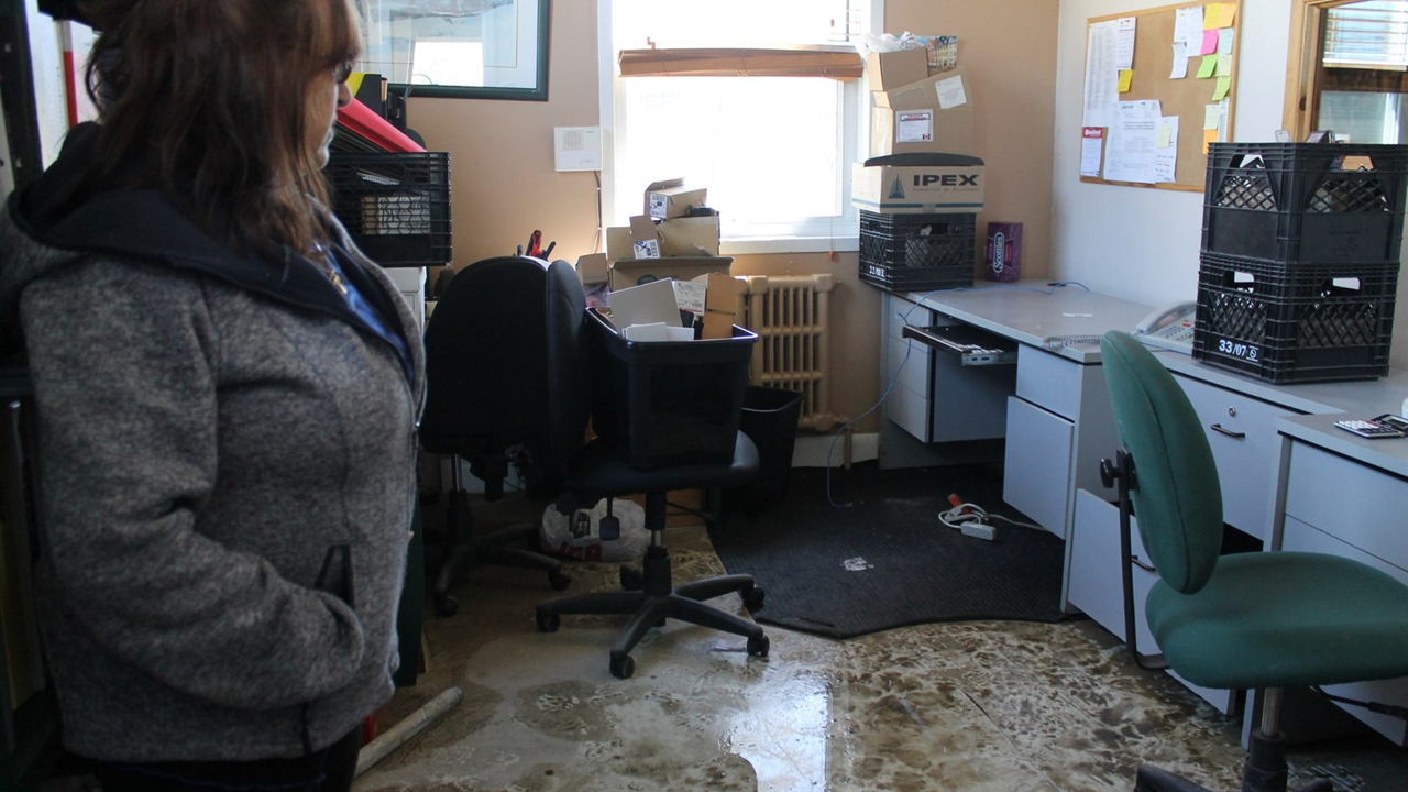 Le bureau de Maria Gagnon après le sinistre