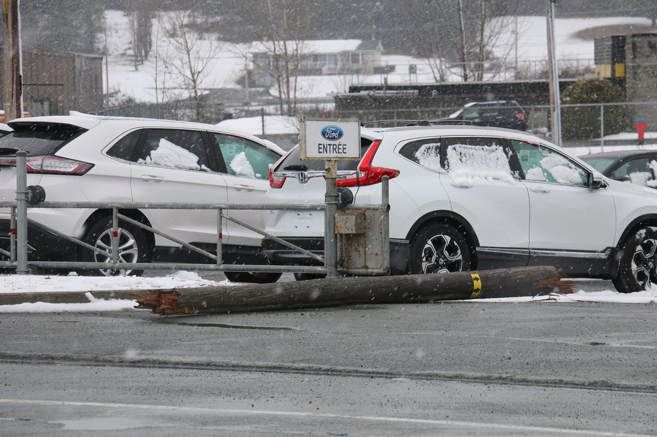 Un véhicule frappe un lampadaire et un poteau électrique à Beauceville