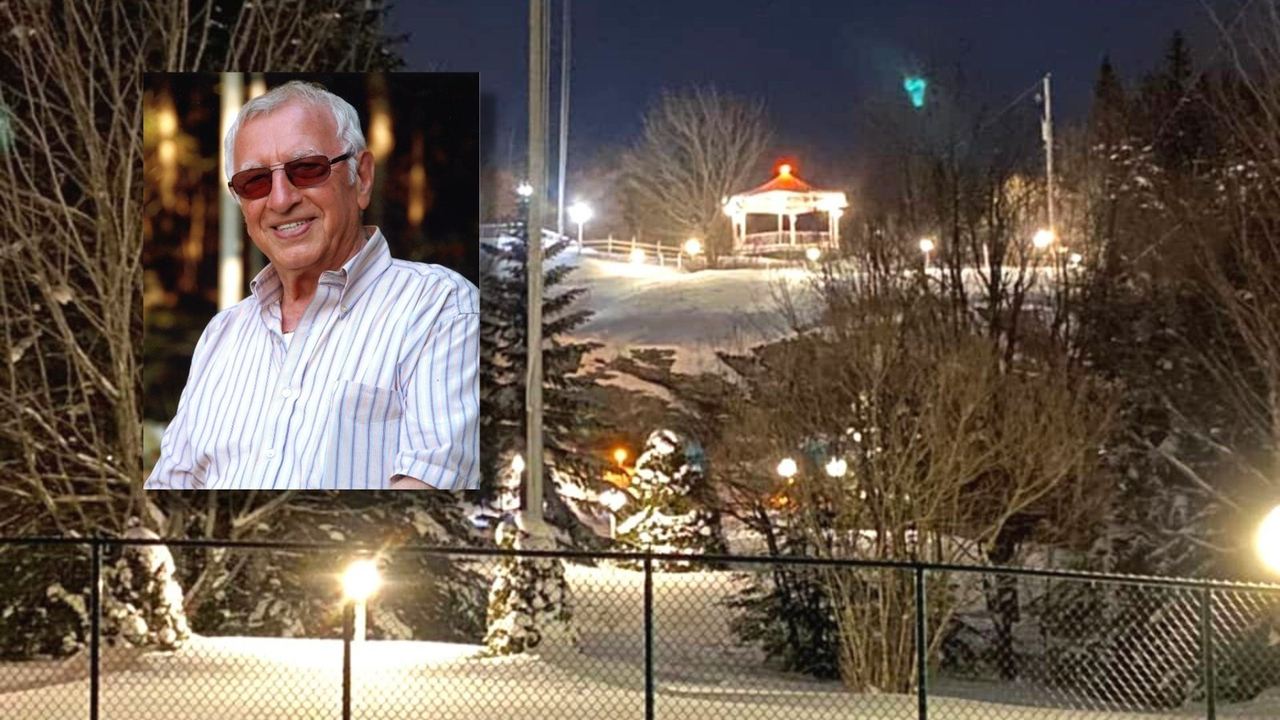 Toutes les lumières des installations du domaine, qui est fermé l'hiver, ont été allumées dimanche en mémoire de Benoit Lachance (en mortaise).