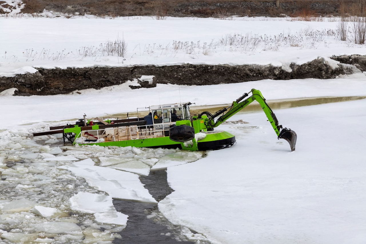 Beauceville: la pelle amphibie a parcouru 8,2 km