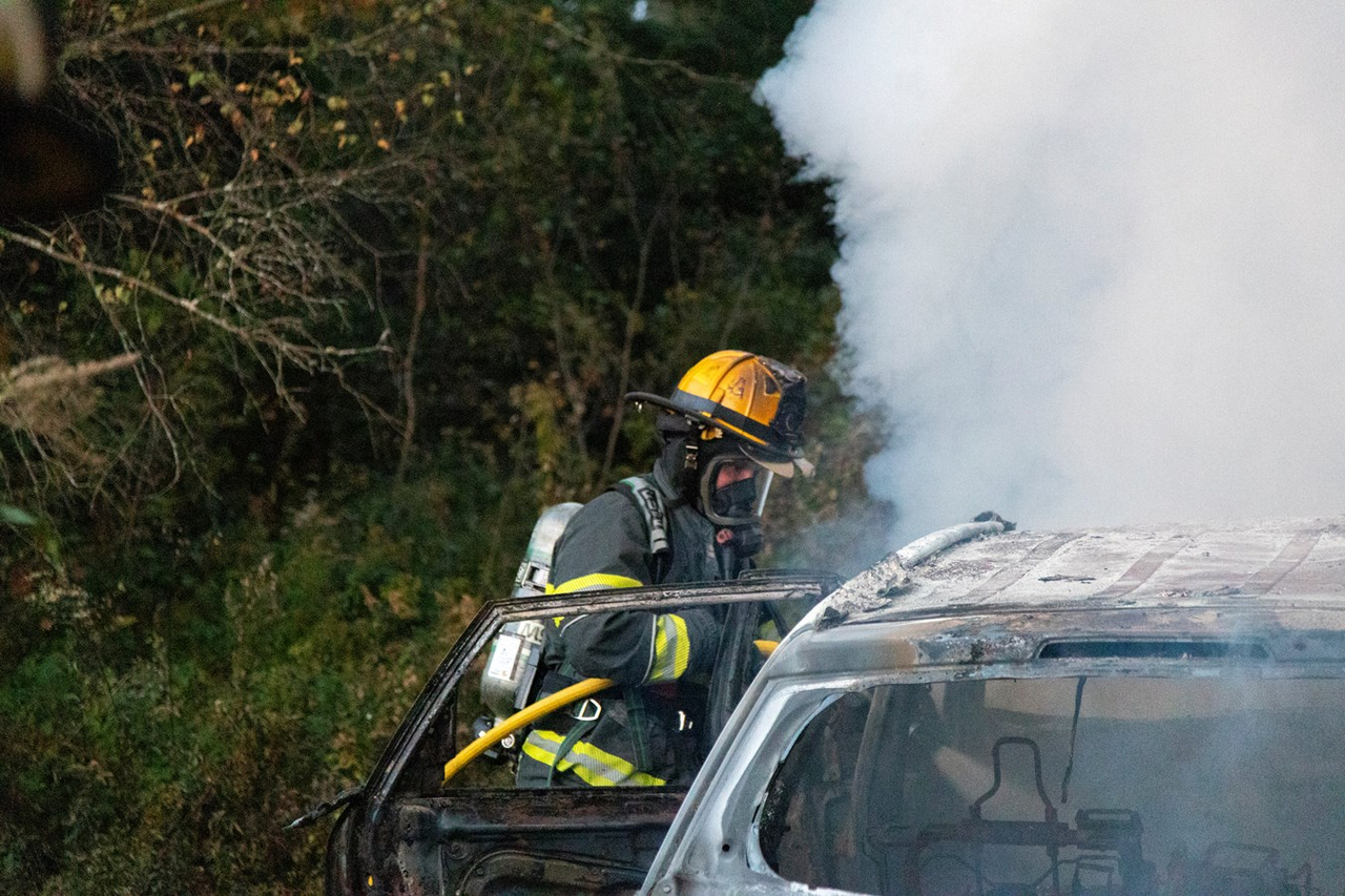 Véhicule en feu à Saint-Joseph-de-Beauce