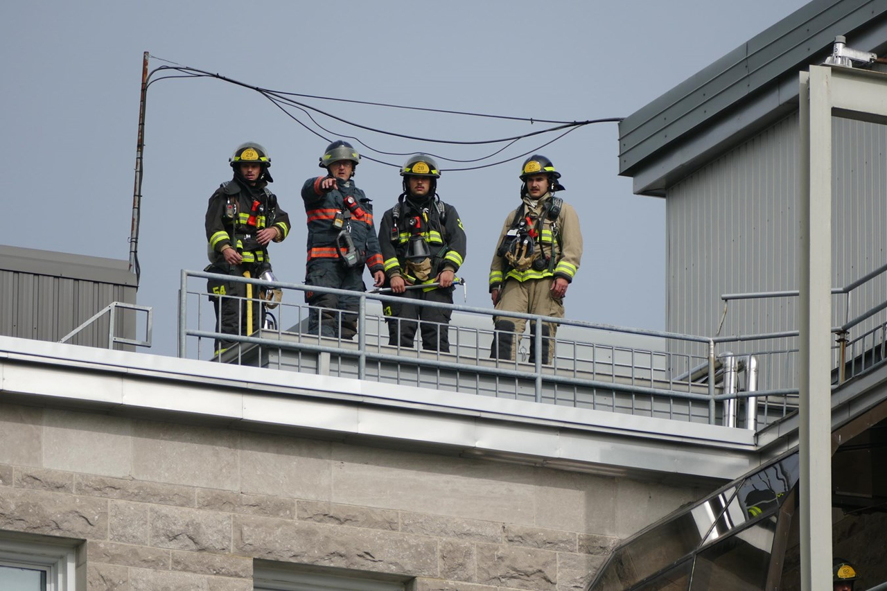 Les pompiers en intervention à l'hôpital de Saint-Georges