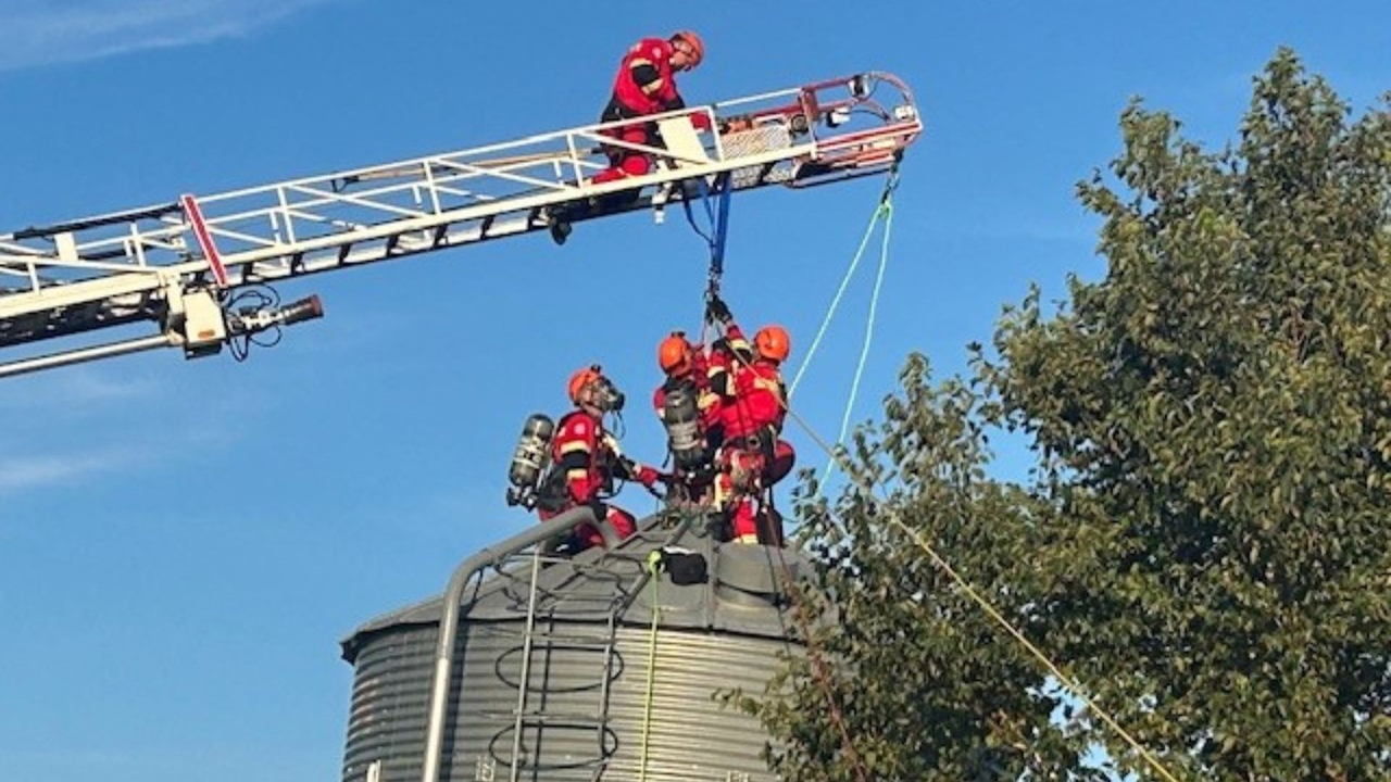 Exercice d'évacuation en hauteur.