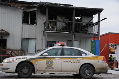 Des photos au lendemain de l'incendie la caserne de Rawdon le 29 d cembre 2010.