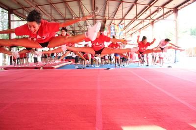 Des cheerleaders en pleine forêt