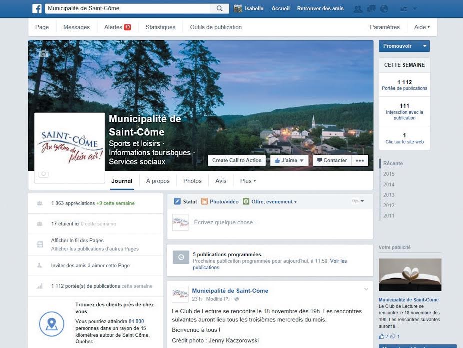 Saint-Côme se dote d’un nouvel outil de communication soit un blogue