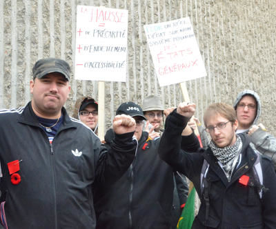Les étudiants de l'UQTR manifestent contre les 1625 dollars qui seront ajoutés annuellement à leurs frais scolaires. Trois-Rivières le 10 november 2011. NICOLAS DUCHARME/L'ÉCHO DE TROIS-RIVIÈRES/AGENCE QMI