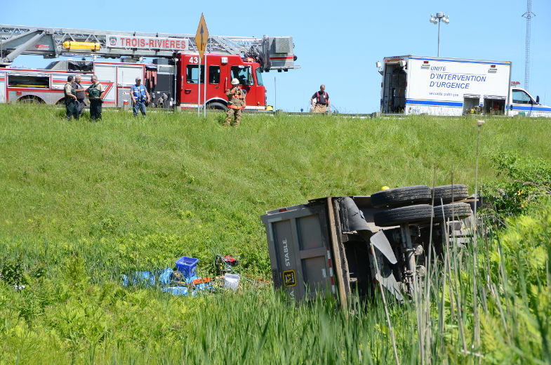 Un camion-benne s'est renversé sur la 40