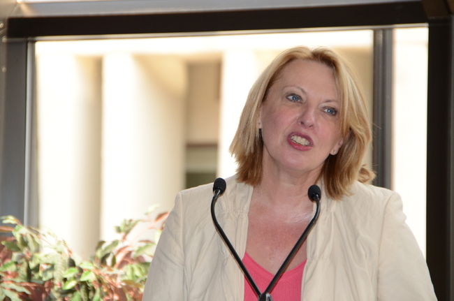 La ministre de la Culture, des Communications et de la Condition féminine, Christine St-Pierre, a lancé un projet-pilote à Trois-Rivières mardi. 