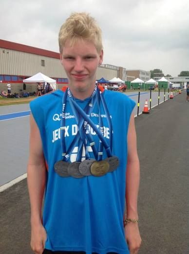 Jean-Sébastien Auger, des Olympiques spéciaux du Québec, a remporté cinq médailles en athlétisme, dont une d’or. 