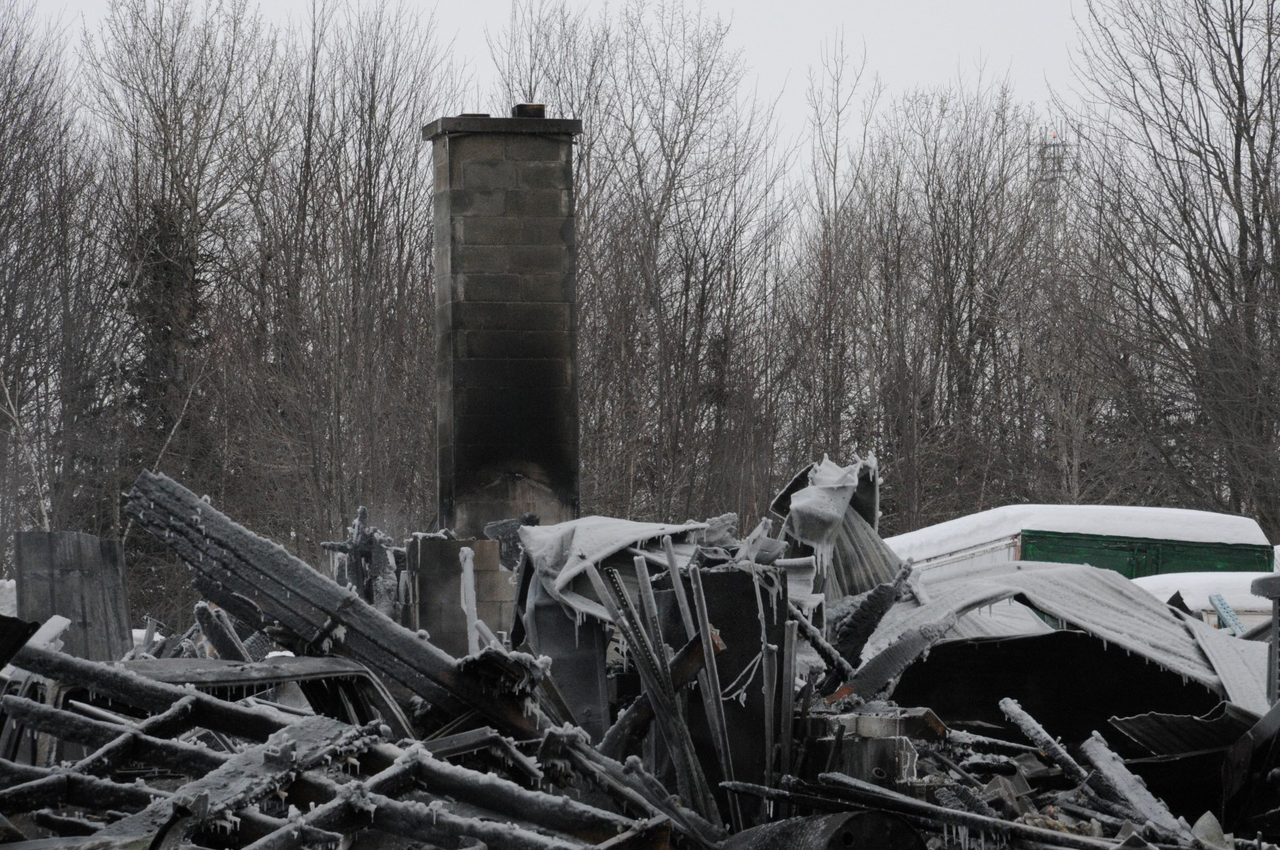 Perte totale d'un bâtiment à la suite d'un incendie