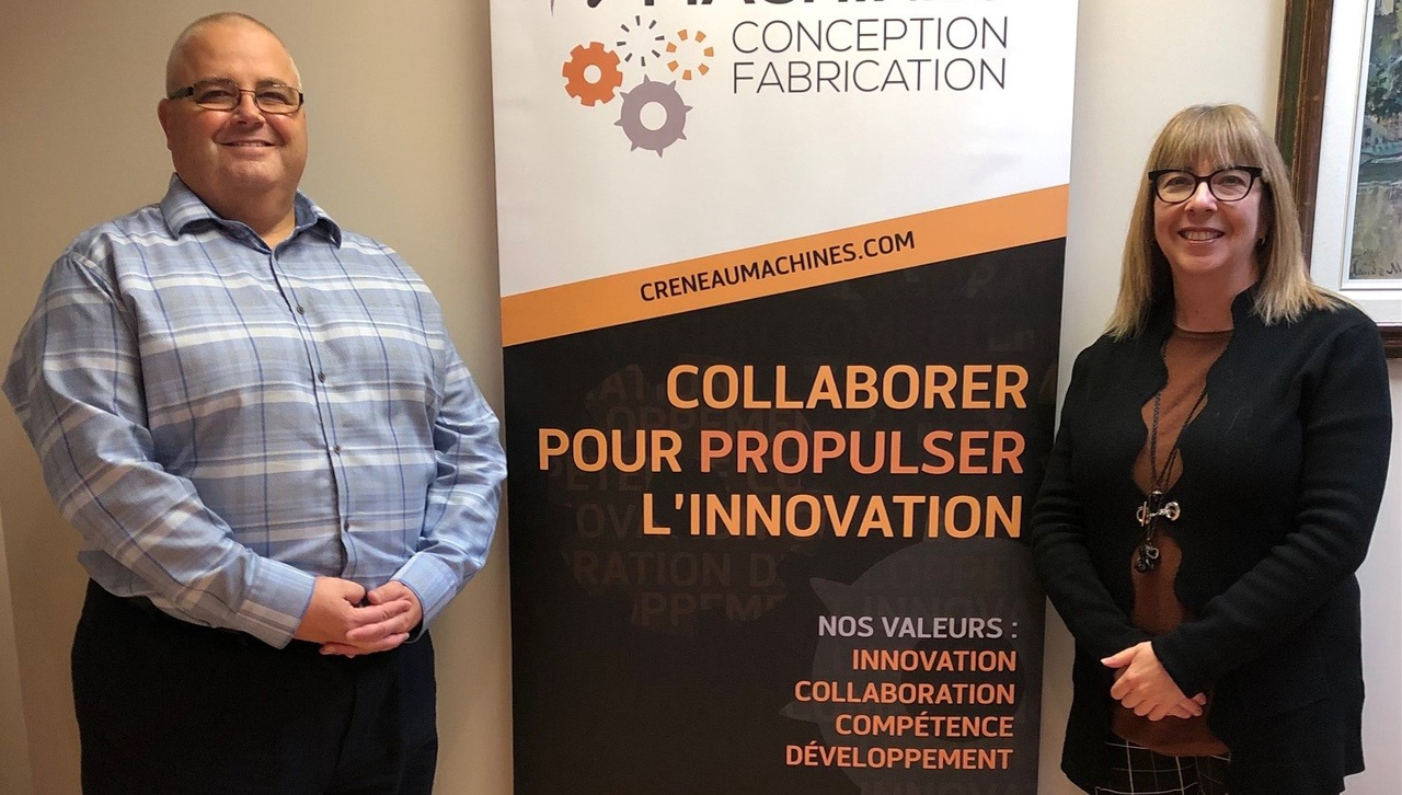 Stéphane Champoux, président du Créneau d’excellence Conception et fabrication de machines, accompagné de Nancy Allaire, directrice du Créneau.