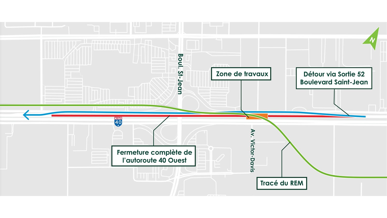 Travaux du REM: fermeture de l'autoroute 40 Ouest