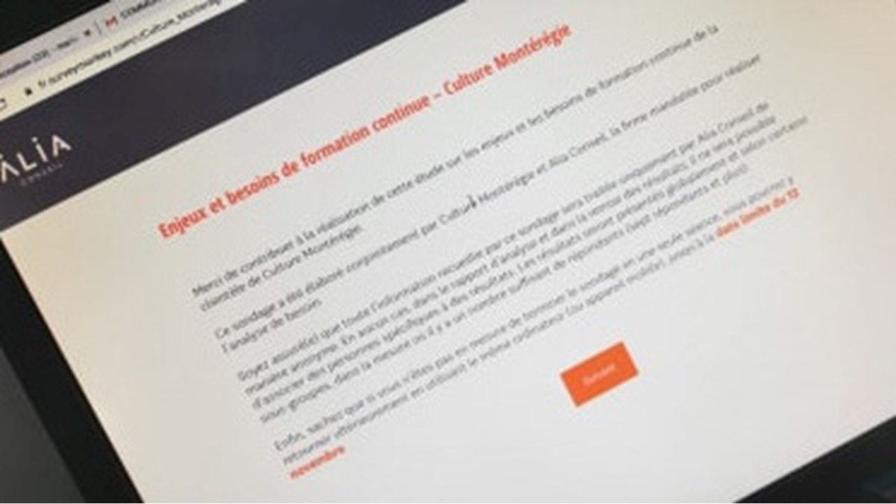 Culture Montérégie sonde les intéressés sur les enjeux et besoins en formation continue