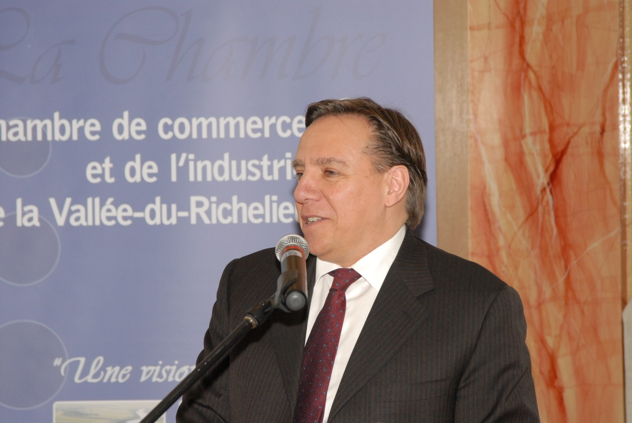 Le chef de la Coalition avenir Québec, François Legault, était de passage au Manoir Rouville-Campbell de Mont-Saint-Hilaire, le 14 mars, dans le cadre d'un dîner-conférence de la Chambre de commerce et d'industrie Vallée-du-Richelieu.