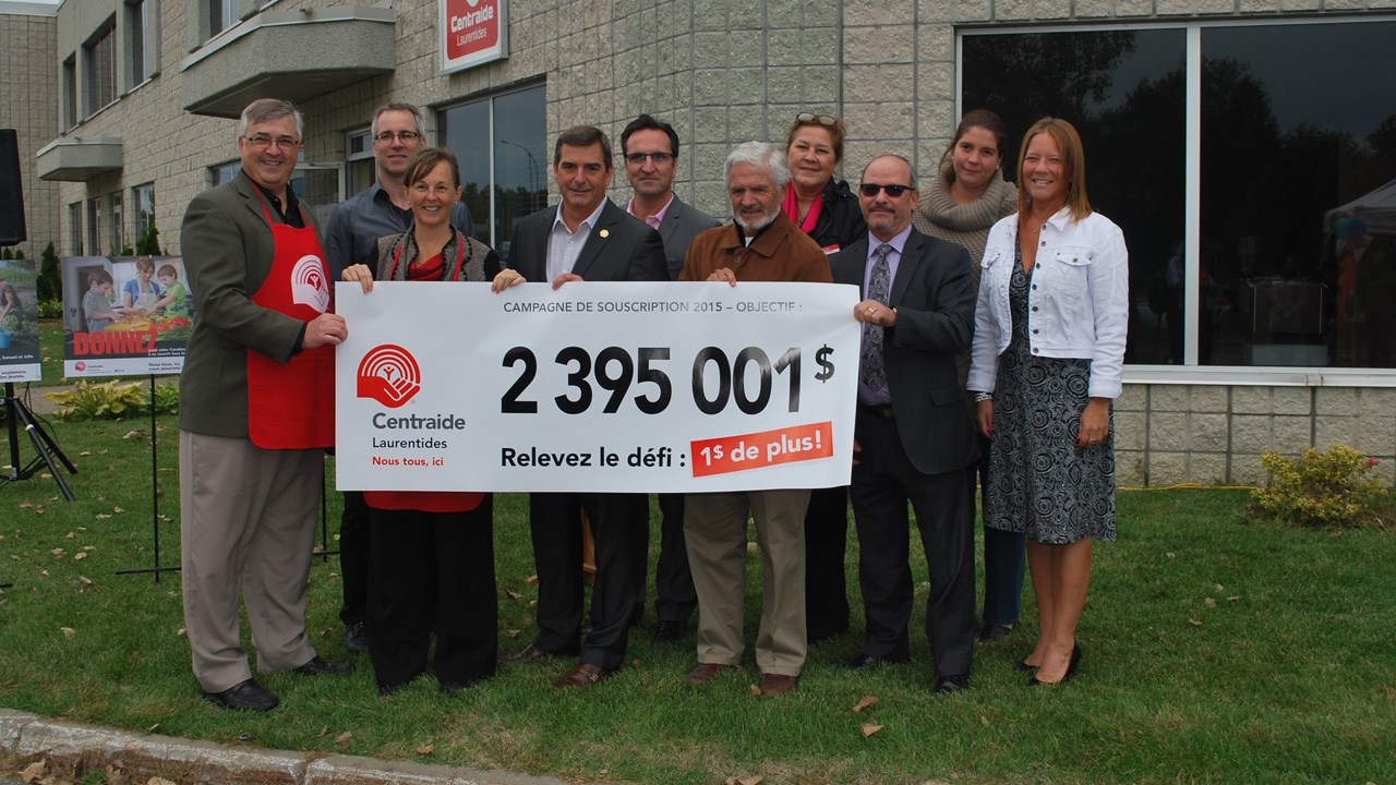 Centraide Laurentides s'est fixé un objectif de 2 395 001 $ pour la campagne annuelle 2015