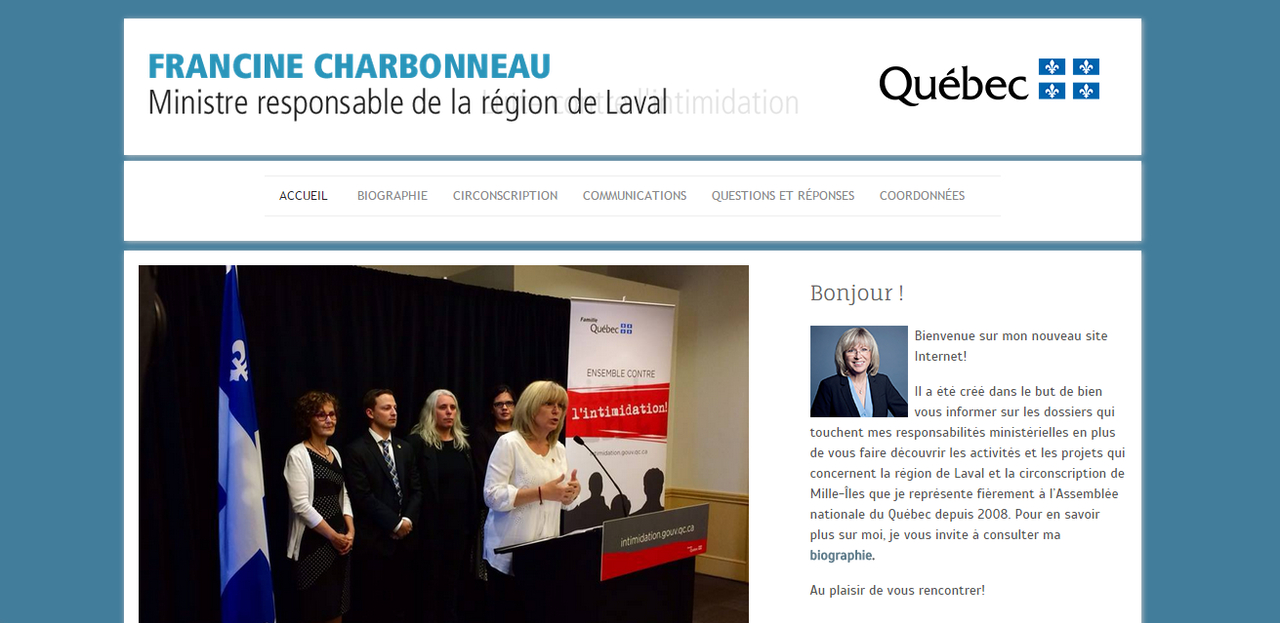 La ministre Francine Charbonneau dévoile son site Internet