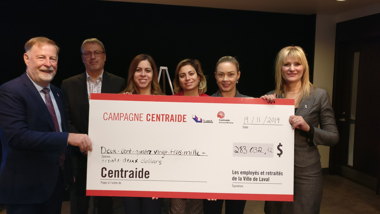 La ville de Laval remet 283 032 $ à Centraide