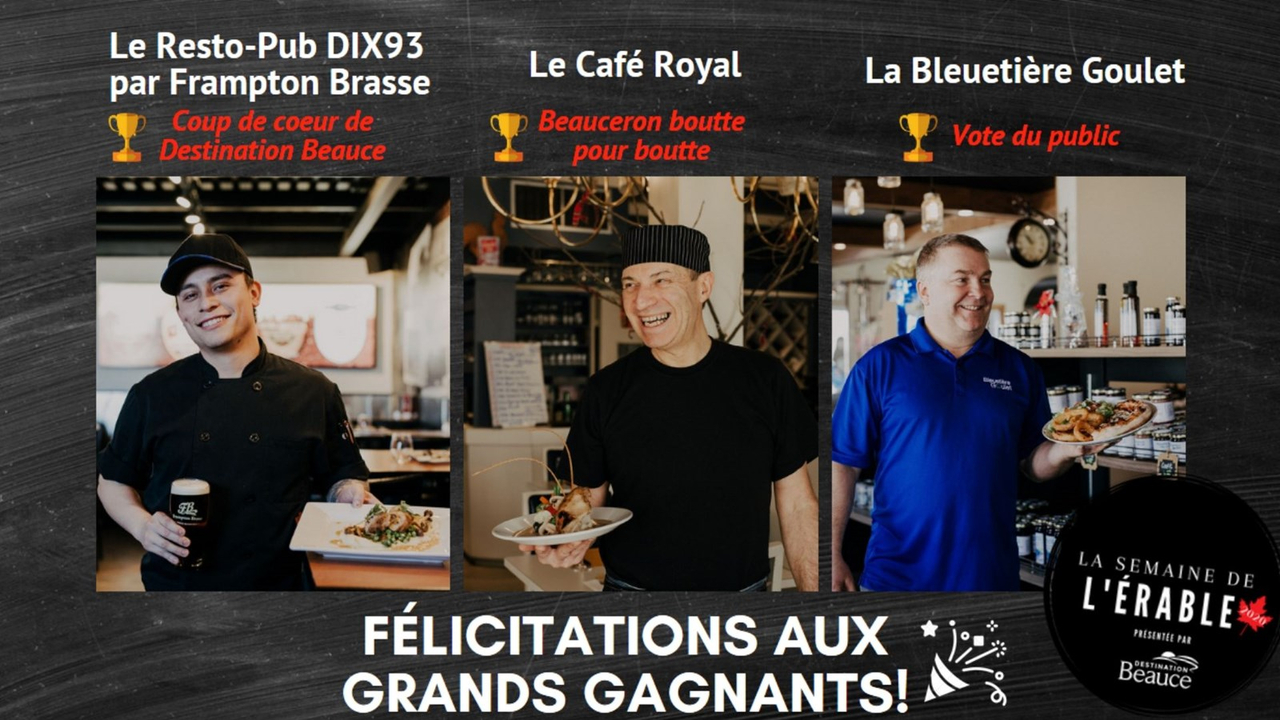 Trois restos gagnants durant la Semaine de l'Érable
