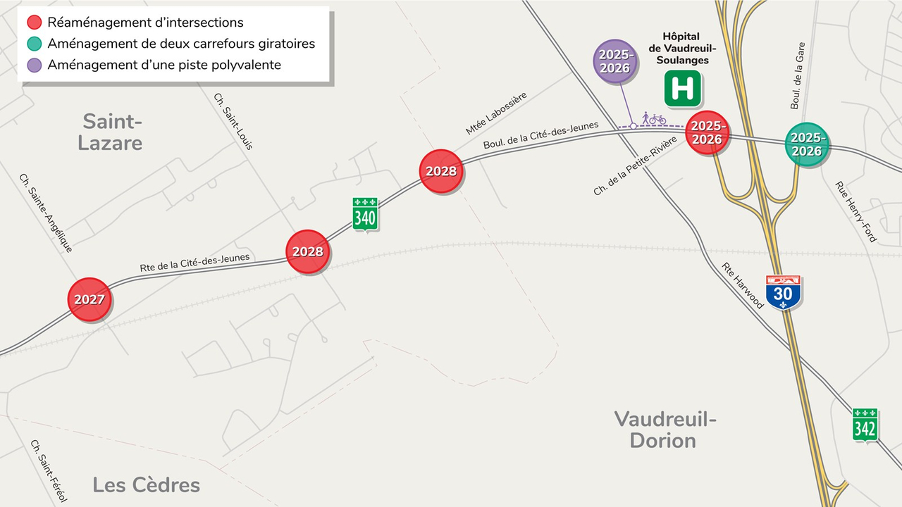 Réaménagement de la route 340: Des entraves à prévoir dès le 24 août