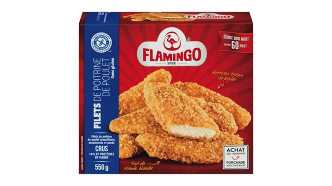 Rappel de filets de poitrine de poulet sans gluten de marque Flamingo