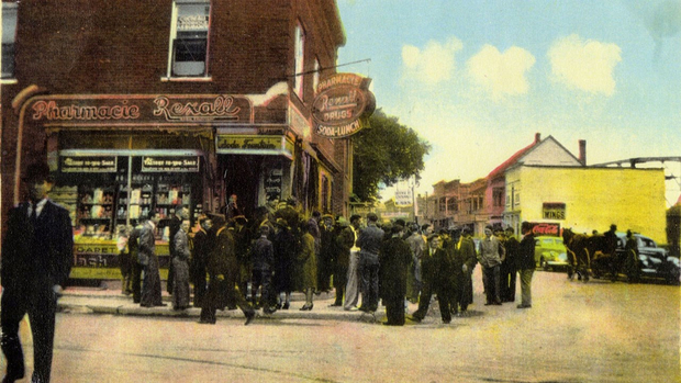 L'ancienne pharmacie Rexall des années '40 au Centre-Ville