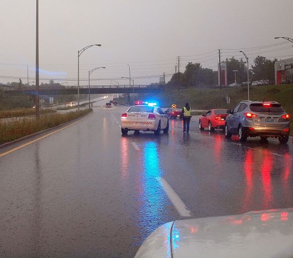 Les fortes pluies causent une inondation sur la 158